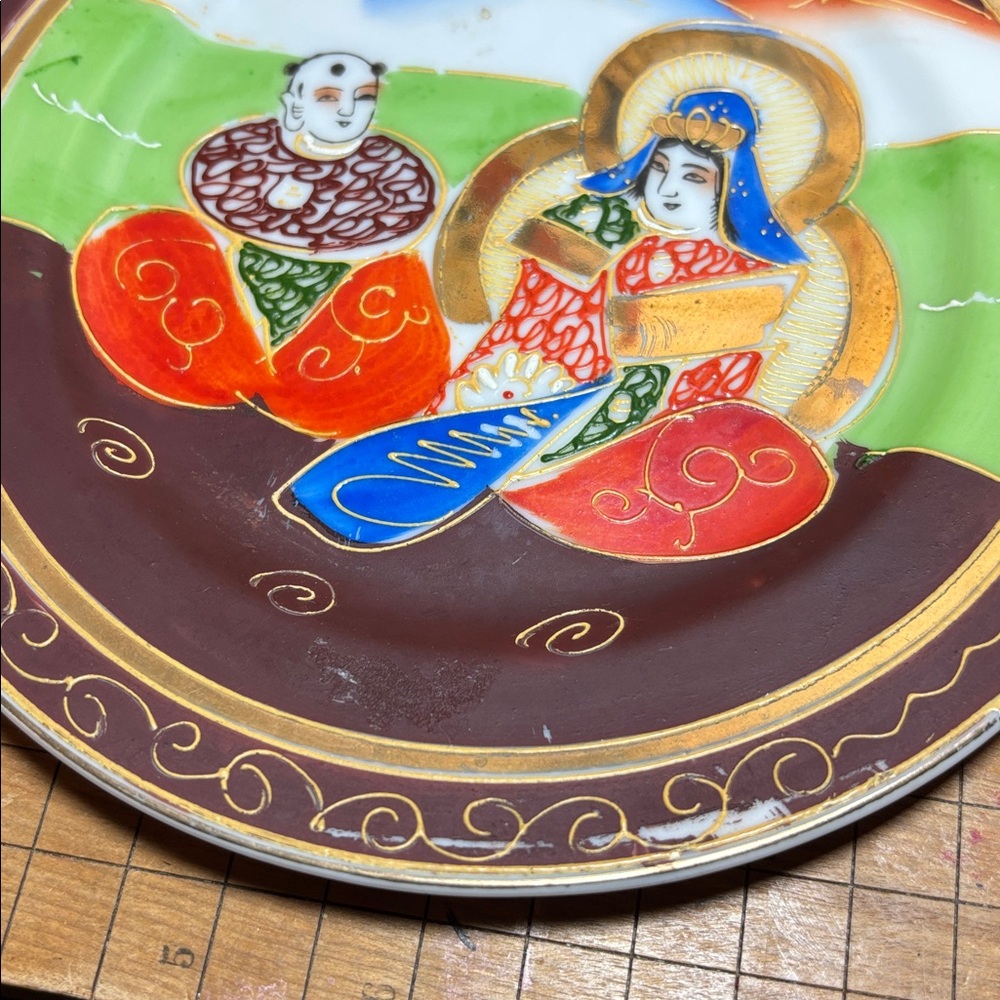6 Japan Moriage Plates 7 5/8”D Immortals Kannan Goddess of Compassion - Picture 12 of 17